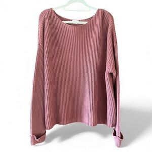 a.n.a A New Approach Women's Mauve Pink Chunky Knit Sweater Cuff Sleeve Size XL